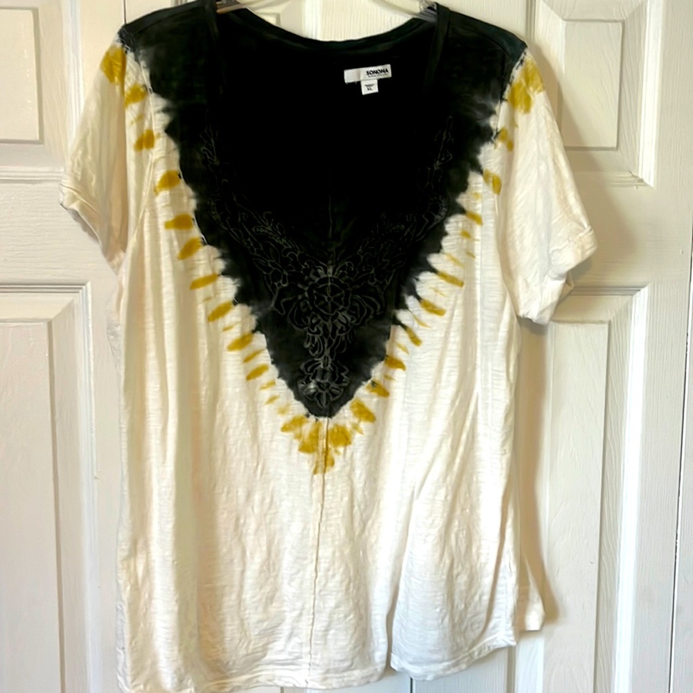 Sonoma V-Neck Tie Dyed Short Sleeve XL Top.